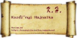 Kozányi Hajnalka névjegykártya